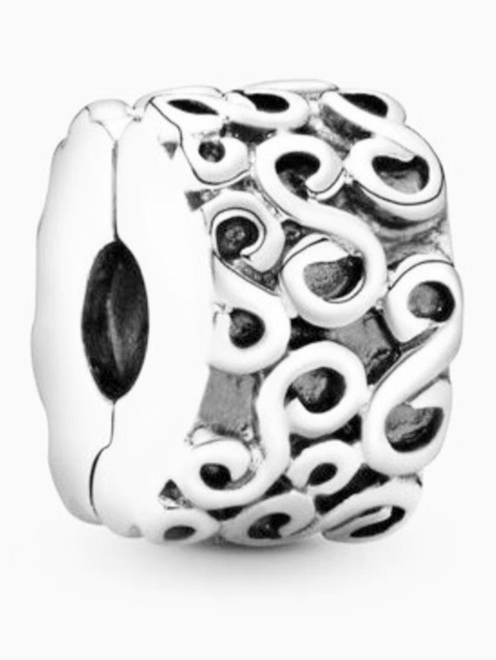 2 Pandora Retired Sterling Silver Swirl Clips/Spacers Charms